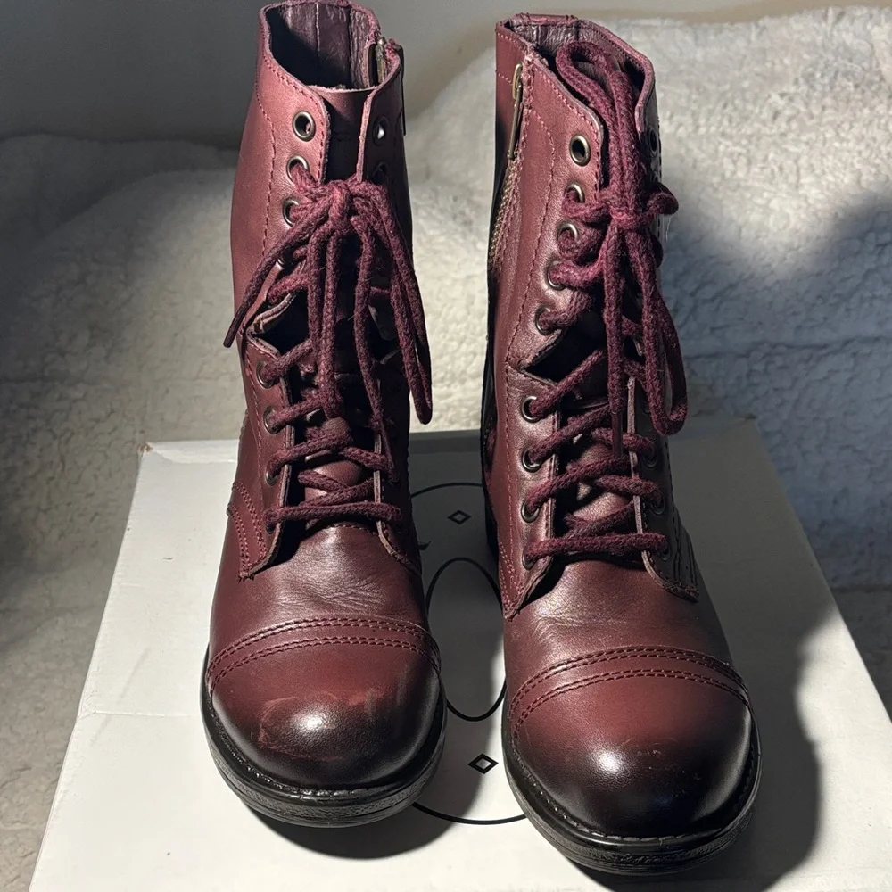 Steve Madden Burgundy Combat Boots - Picture 2 of 5